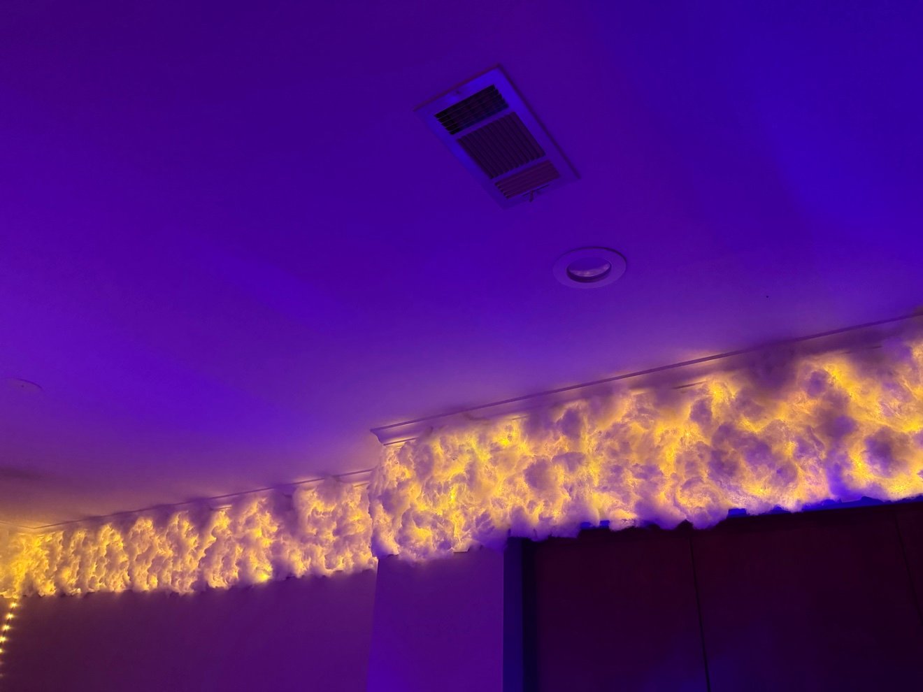 LED cloud ceiling in warm gold