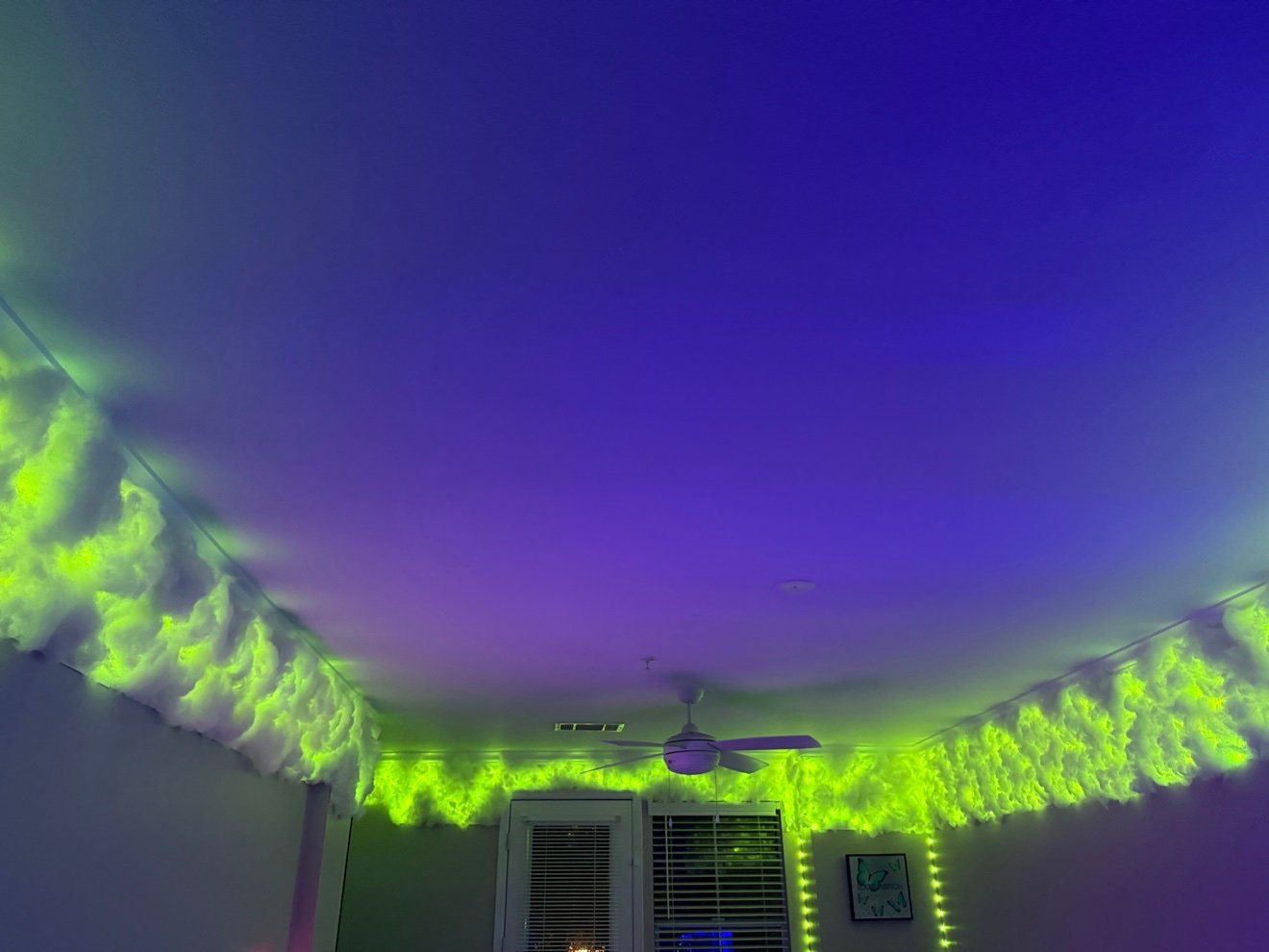LED cloud ceiling in green