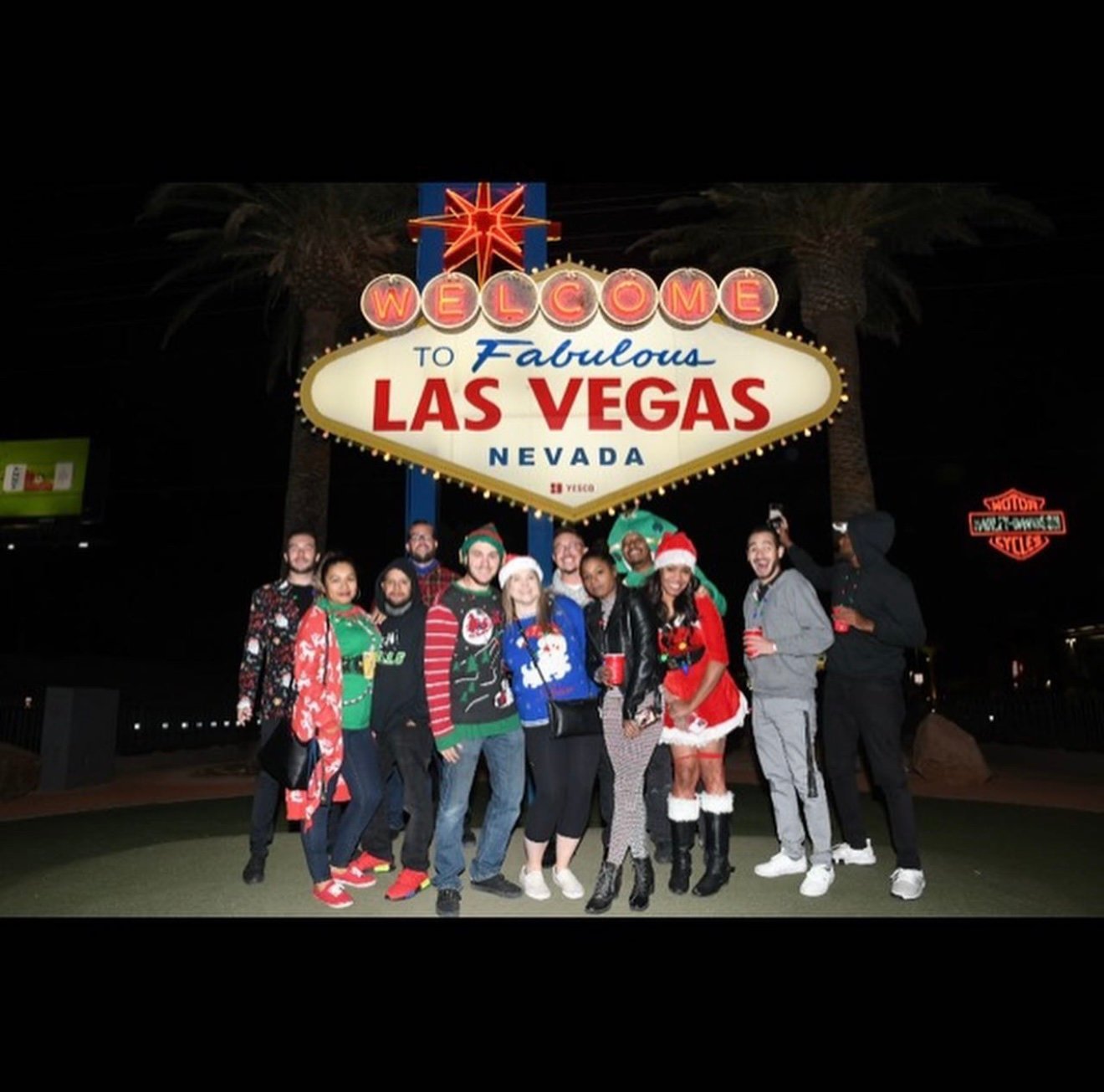Crew at a Las Vegas landmark