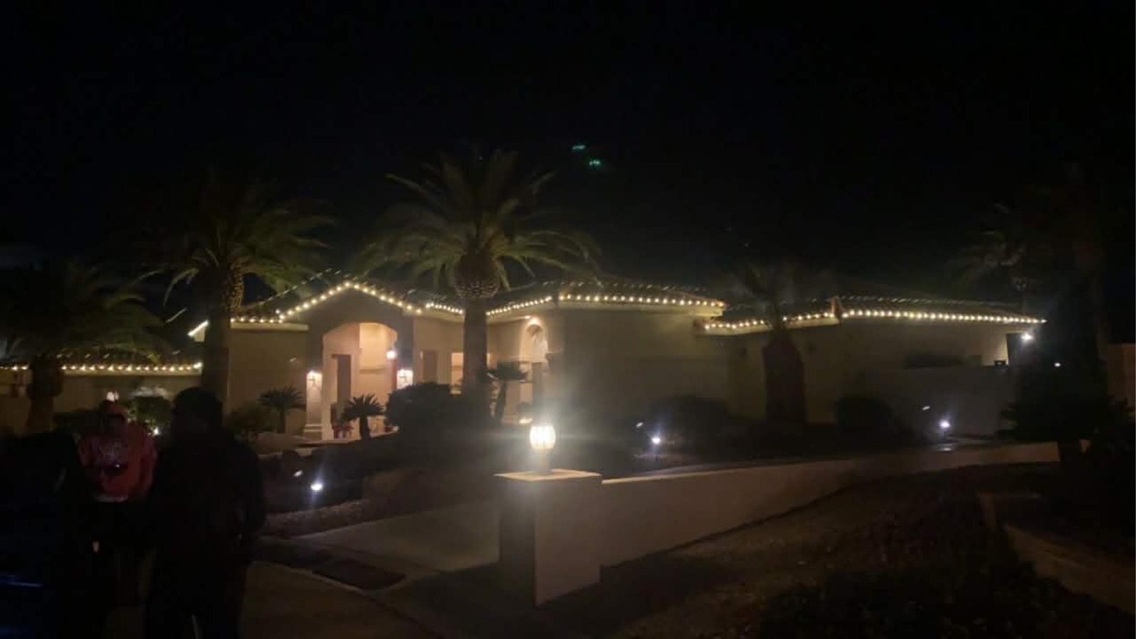 Warm white roofline lighting